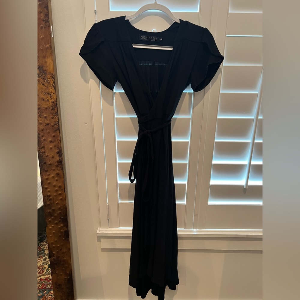 Christy Dawn Black Wrap Midi Dress